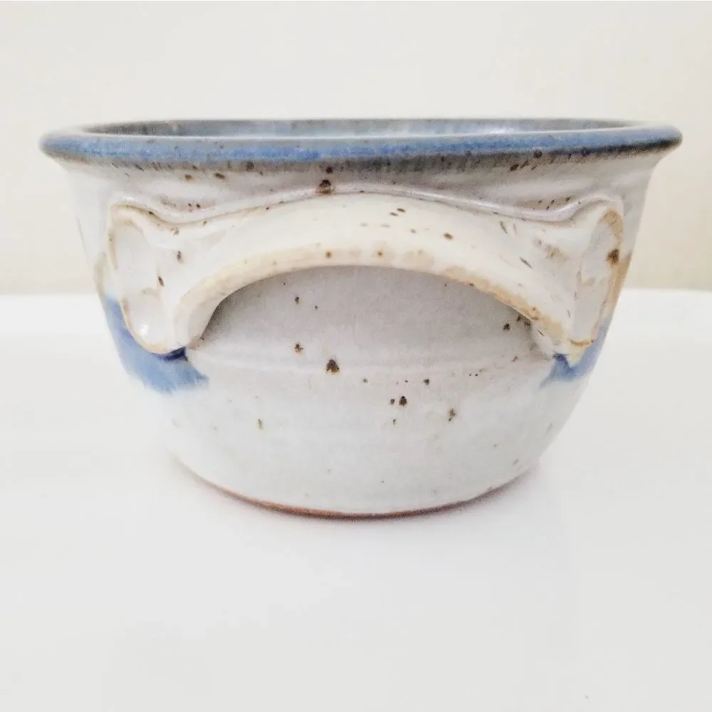Vintage Pottery bowl with handles signed
